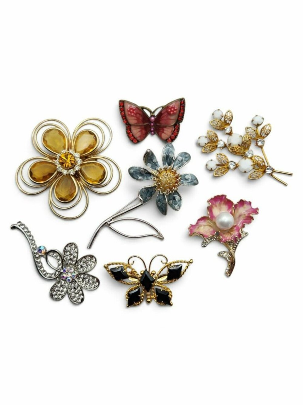 Vintage & Modern Floral & Butterfly Brooch Collection